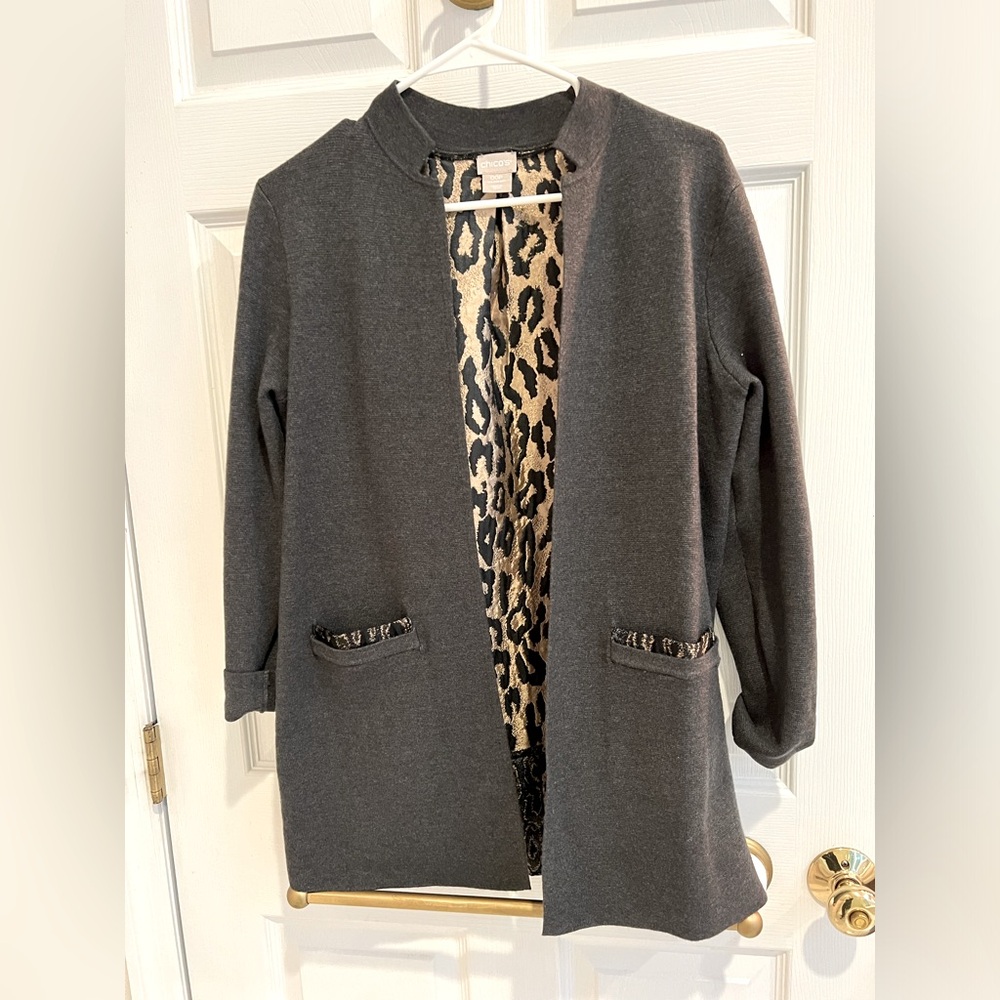 Chico’s Grey Sweater Jacket Topper - 00P